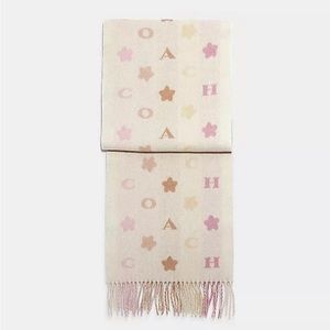 Coach Stars Striped Print Muffler/ Scarf in Cream